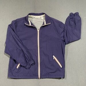Blast Womens Navy Blue Cotton Windbreaker Jacket Mesh Lined Rainbow Zip Size M